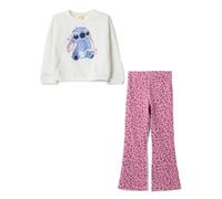 OVS KIDS Conjunto de chándal blanco y rosa en mezcla de algodón con estampado de Lilo & Stitch para niña