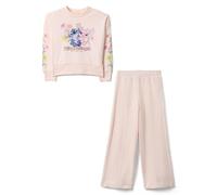 OVS KIDS Conjunto de sudadera y pantalón de mezcla de algodón rosa para niñas con Stitch & Angel