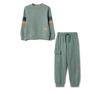 OVS KIDS Conjunto de sudadera y pantalón verde de algodón puro para niños, ajuste regular