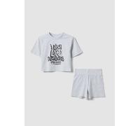 OVS KIDS, Conjunto Gris De Mezcla De Algodón Con Camiseta Y Shorts, Niña, Azul Claro, Talla: 10-11