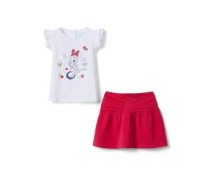 OVS KIDS Conjunto multicolor de camiseta y falda elástica de algodón para niña con Minnie
