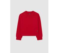 OVS KIDS, Felpa Rossa Da Bambina In Misto Cotone Regular Fit Con Collo Decorato, Niña, Rojo Claro, Talla: 6-7