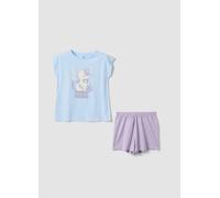 OVS KIDS, Pijama Corto Multicolor De Puro Algodón Para Niña Con Estampado, Niña, Azul Cielo/Morado, Talla: 3-4