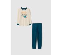 OVS KIDS, Pijama Multicolor De Algodón Puro Con Estampado Para Niño, Niño, Blanco/azul, Talla: 9-10