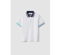 OVS KIDS, Polo Blanco De Algodón Puro Para Niño Regular Fit Con Bordes Coloridos, Niño, Blanco óptico, Talla: 6-7