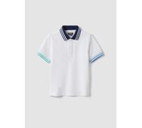 OVS KIDS, Polo Blanco De Algodón Puro Para Niño Regular Fit Con Bordes Coloridos, Niño, Blanco óptico, Talla: 3-4