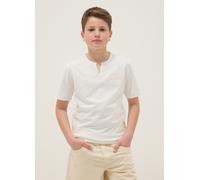 OVS KIDS, Polo Blanco De Puro Algodón Para Chico Con Cuello Serafino, Ajuste Regular, Niño, Blanco lechoso, Talla: 11-12