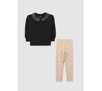 OVS KIDS, Set Felpa Leggings Multicolor Da Bambina In Puro Cotone, Niña, Negro/Beige, Talla: 6-7