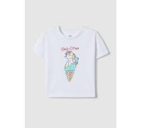OVS KIDS, White Pure Cotton Girls' T-shirt Regular Fit With Ice Cream, Niña, Blanco, Talla: 5-6