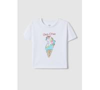 OVS KIDS, White Pure Cotton Girls' T-shirt Regular Fit With Ice Cream, Niña, Blanco, Talla: 9-10