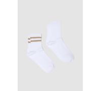 OVS, Pack De 2 Calcetines Blancos De Algodón Orgánico Con Rayas, Mujer, Blanco, Talla: 36-38