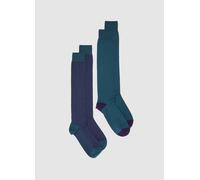 OVS, Pack De Dos Pares De Calcetines Largos Multicolor De Algodón Elástico, Hombre, Azul/verde, Talla: 38/42