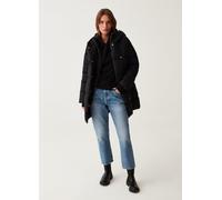 OVS, Plumífero Largo Guateado Con Capucha, Mujer, Negro, Talla: S