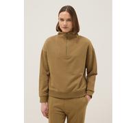 OVS, Sudadera Marrón En Mezcla De Algodón Con Media Cremallera, Mujer, Beige, Talla: 34