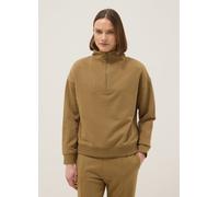 OVS, Sudadera Marrón En Mezcla De Algodón Con Media Cremallera, Mujer, Beige, Talla: 42