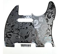 OVSAL Protector de púas de acero inoxidable con 8 agujeros SS de bobina única, grabado de metal, golpeador de guitarra eléctrica, compatible con piezas de guitarra de estilo moderno Telecaster Tele de