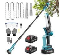 Ovshnrr 2-en-1 Mini Motosierra Bateria, 6''/8'' Motosierra Pertiga Electrica con 2 Baterías, Se Pueden unir 4 Longitudes Extensión hasta 4,1FT Podadora de Pértiga, Para Cortar Madera y Jardines