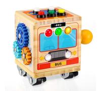 Ovshnrr LED Busy Board Juguetes Madera, Tablero Montessori Circuito de Conmutación Juegos Sensoriales Aprendizaje con Interruptor de luz LED Juguetes Montessori 2 3 4 Años