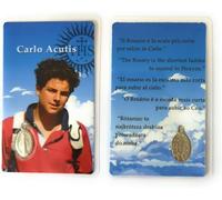 OVUNQUE PROTEGGIMI Fotos Santino, 1 Imagina de los Santos con Oración Multilingüe. con Medalla Virgen Milagrosa. Holy Card. Plastificadas. (Carlo Acutis)