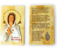 OVUNQUE PROTEGGIMI Imágenes Santino, 1 Imagen de los Santos con Oración Multilingüe. con Medalla Virgen Milagrosa. Holy Card. Plastificadas. (Maria Rosa Mística)