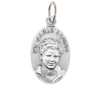 OVUNQUE PROTEGGIMI Juego 10 Medallas de San Carlos Acutis de aluminio 2,2 cm. Retro con cáliz y símbolo Eucaristía. 0,87'' St. Carlo Acutis Medal.