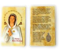 OVUNQUE PROTEGGIMI Madonna Rosa Mística Oración Imágenes Santino, Set de 10 Imágenes Maria Rosa Mística con Medalla Virgen Milagrosa. Holy Card. Plastificadas.