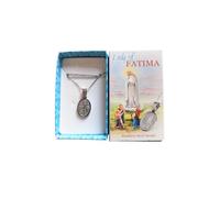 OVUNQUE PROTEGGIMI Medalla de la Virgen de Fátima - Collar de acero inoxidable, colgante ovalado de 2 cm con cadena de 49 cm, en caja de regalo