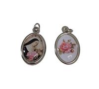 OVUNQUE PROTEGGIMI Medalla de Santa Rita de Cascia, medallas ovaladas de 3 cm, doble cara con imagen de Santa Rita y Rosa en la parte posterior, colgante devocional sagrado, idea regalo religiosa, 1