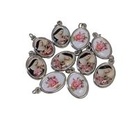 OVUNQUE PROTEGGIMI Medalla de Santa Rita de Cascia, medallas ovaladas de 3 cm, doble cara con imagen de Santa Rita y Rosa en la parte posterior, colgante devocional sagrado, idea regalo religiosa, 10