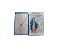 OVUNQUE PROTEGGIMI Medalla Milagrosa - Collar de acero inoxidable con colgante ovalado de 2 cm con cadena de 49 cm, en caja de regalo