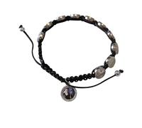 OVUNQUE PROTEGGIMI Pulsera Decina San Benito ajustable, 10 medallas color plata de metal, pulsera religiosa de cuerda macramé negra, medida adaptable hombre mujer, idea regalo espiritual