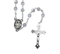OVUNQUE PROTEGGIMI Rosario con medalla y crucifijo, con cuentas de cristal, caja de regalo, popa francis medalla y caja de regalo, M, Vidrio, Sin gemas.