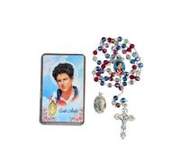 OVUNQUE PROTEGGIMI Rosario de Carlos Acutis, corona devocional con oración y medalla, Rosario con medalla de San Carlos Acutis con santino