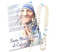 OVUNQUE PROTEGGIMI Rosario devocional de Madre Teresa de Calcuta con libro multilingüe.