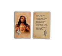 OVUNQUE PROTEGGIMI Sagrado Corazón de Jesús, Juego de 5 Imágenes de los Santos con Oración Multilingüe. Medalla Virgen Milagrosa. Holy Card. Plastificadas