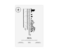 OVUQF Póster en lienzo con diseño del Aeropuerto Internacional de Seattle-Tacoma (20 x 30 cm)