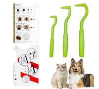 Ovyntremis Juego de removedor de garrapatas para humanos y mascotas, 3 tarjetas de extracción de garrapatas y 3 ganchos, herramienta de extracción segura para perros, gatos, camping, senderismo y uso