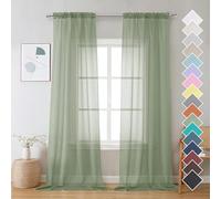 OVZME 2 Cortinas traslúcidas Color Verde Salvia de 108 Pulgadas de Largo para casa de Campo, Panel de Ventana filtrante de luz para Sala de Estar, Dormitorio, Comedor, Verde Salvia, 42 Pulgadas de