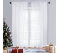 OVZME Cortinas traslúcidas blancas de 84 pulgadas de largo, juego de 2 paneles para sala de estar/dormitorio, cortinas de gasa con bolsillo para barra, cortinas de ventana ligeras y aireadas, cada una