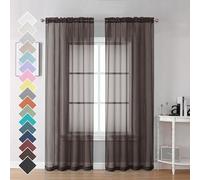 OVZME Paneles de Cortina de Gasa traslúcida básicos con Dobladillo para Barra, Cortinas traslúcidas Color marrón Chocolate de 84 Pulgadas de Largo para Dormitorio, 2 x 42 x 84 Pulgadas
