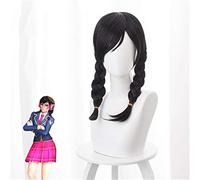 OW Cosplay Peluca DVA D.Va Tercer Aniversario Academia Skin Cosplay Pelucas con 2 Pigtail Black Heorine Fiesta de Halloween Disfraz Peluca KUZ419