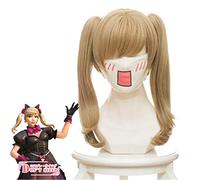 OW D.VA Black Cat Luna Cosplay Peluca Mix Amarillo Resistencia al calor Pelo sintético Disfraz de fiesta de Halloween Juego de roles Pelucas + Gorra de peluca