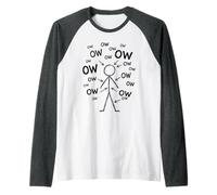 OW OW OW Stick Man Figura Divertido Dolor Crónico Humor Meme 9 Camiseta Manga Raglan