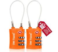 OW-Travel Candado Combinacion Cable Acero Flexible Anti robo. Candado maleta TSA numerico 3 Digitos. Candados mochila y maletas. Candado Taquilla Gimnasio. TSA candado seguridad equipaje Naranja 2