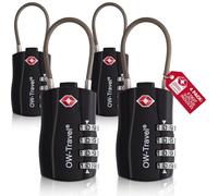 OW-Travel Candado Combinacion Cable Acero Flexible Anti robo. Candado maleta TSA numerico 4 Digitos. Candados mochila y maletas. Candado Taquilla Gimnasio. TSA candado seguridad equipaje Negro 4