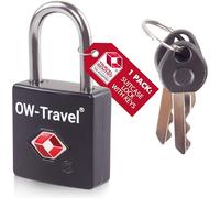 OW-Travel Candado con Llave TSA. Cerraduras para maletas. Candado para Taquilla. Candados para mochilas y maletas. Candado Taquilla Gimnasio. TSA candado seguridad equipaje con Llaves Negro 1