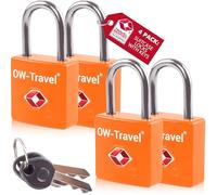 OW-Travel Candado con Llave TSA. Cerraduras para maletas. Candado para Taquilla. Candados para mochilas y maletas. Candado Taquilla Gimnasio. TSA candado seguridad equipaje con Llaves Naranja 4