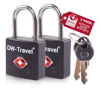OW-Travel Candado con Llave TSA. Cerraduras para maletas. Candado para Taquilla. Candados para mochilas y maletas. Candado Taquilla Gimnasio. TSA candado seguridad equipaje con Llaves Negro 2