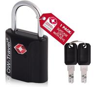 OW-Travel Candado con Llave TSA. Cerraduras para maletas. Candado para Taquilla. Candados para mochilas y maletas. Candado Taquilla Gimnasio. TSA candado seguridad equipaje con Llaves Negro 1