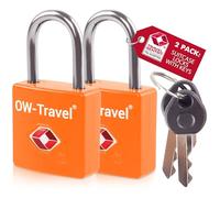 OW-Travel Candado con Llave TSA. Cerraduras para maletas. Candado para Taquilla. Candados para mochilas y maletas. Candado Taquilla Gimnasio. TSA candado seguridad equipaje con Llaves Naranja 2
